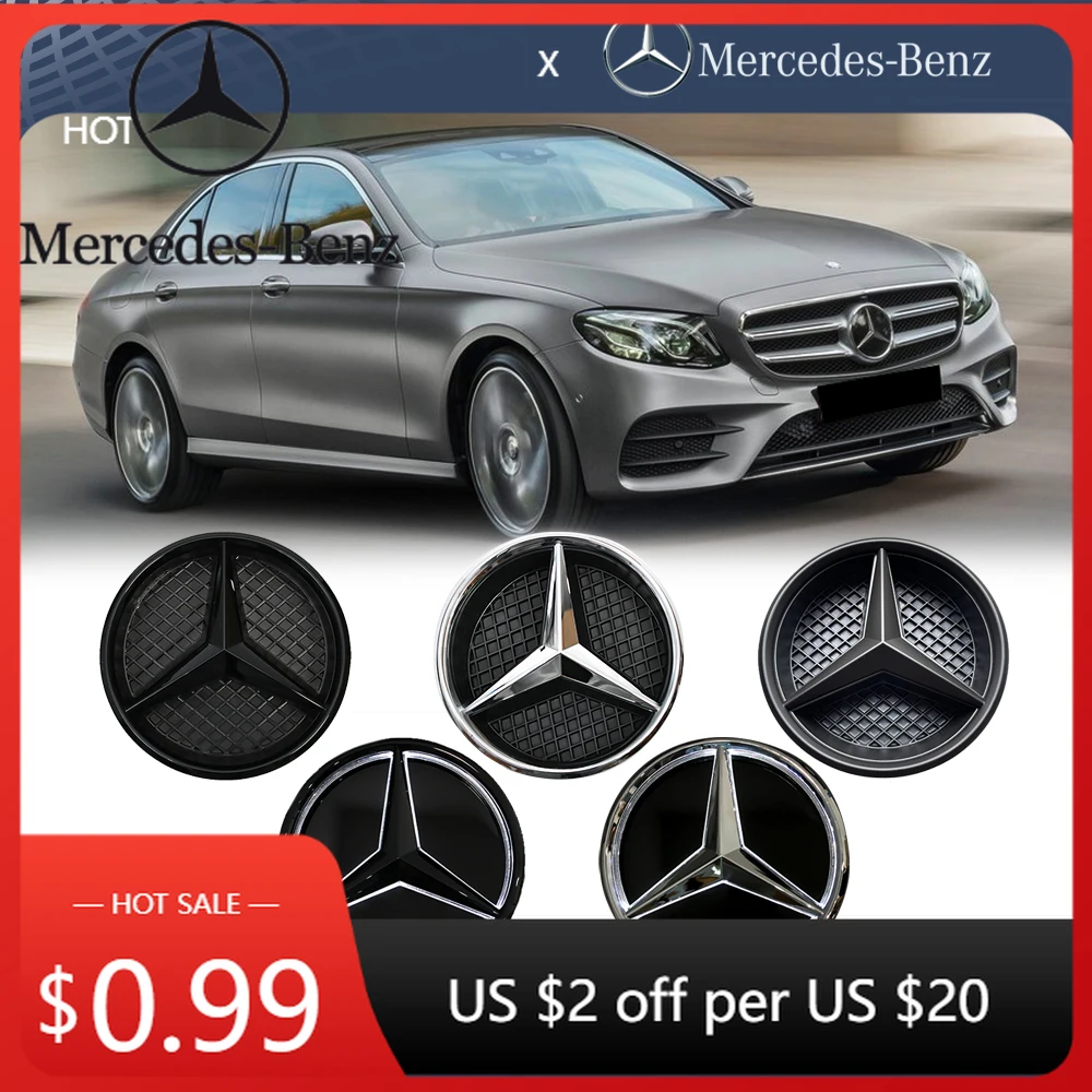 

Car Sticker Glossy Black Illuminated Star Badge Logo Front Grille LED Emblem White Light For Mercedes Benz E-Class W213 16-20 E2
