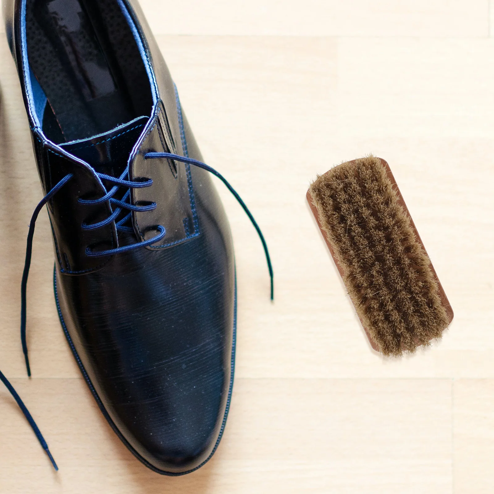 

Genuine Pig Bristle Boot Brush Sturdy Wood Handle Cleaner Polishing Tool Travel Lightweight Portable Easy for Home