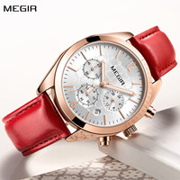 MEGIR Fashion Women Watches Luxury Ladies Casual Wristwatches Leather Female Quartz Bussiness Watch Dress Clock Relogio Feminino