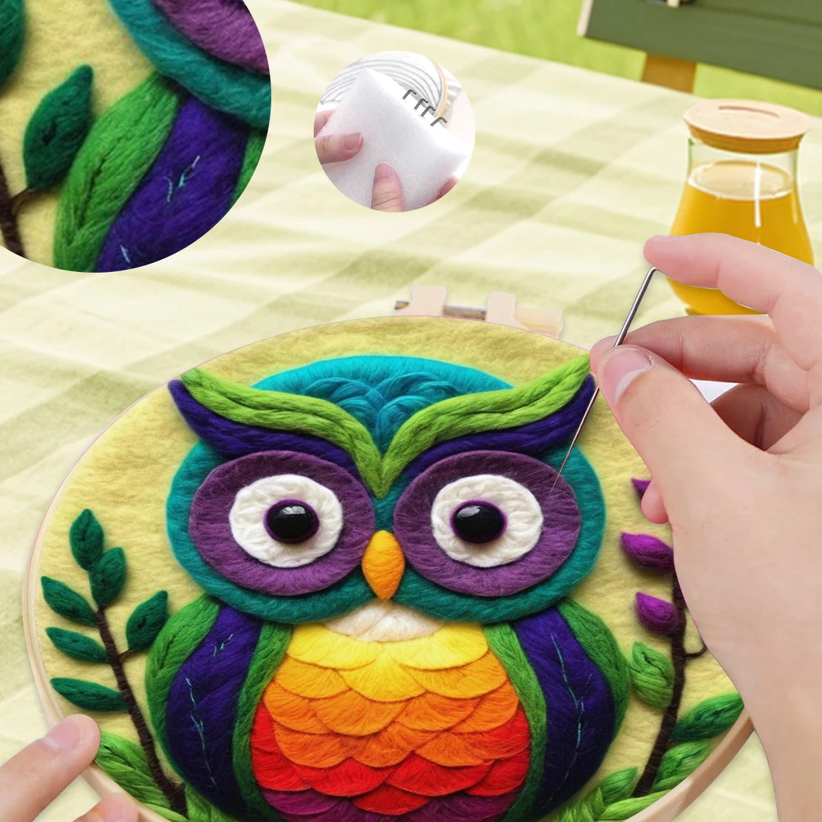 

SDOYUNO Wool Felt Painting owl Craft Toys Sewing Diy Creative Making Wool Felt Kit Felt Tool Instruction Included Handmade Gift