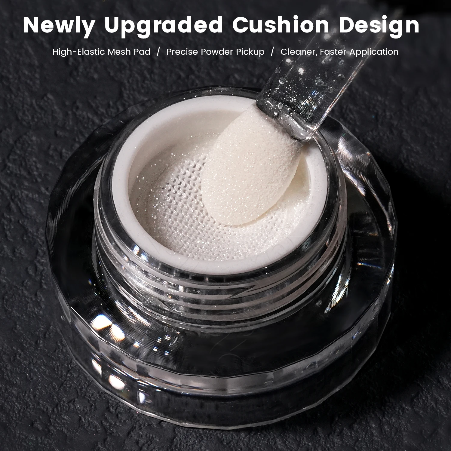 YOKEFELLOW GleamTap Cushion Magic White Chrome Nail Powder Glazed Donut Pearlescent Nail Chrome Powder Nail Art Decoration GT211
