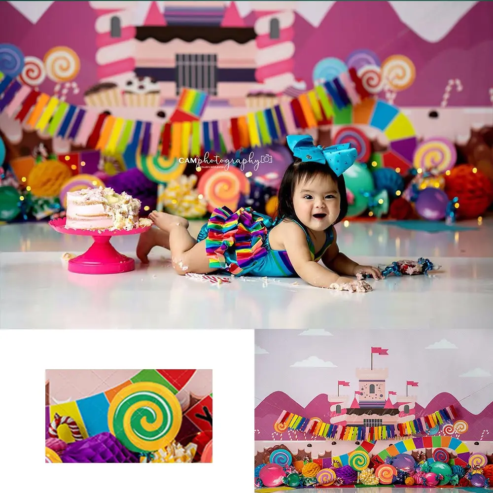 

Lollipop Palace Backdrop Sweets Cakes Child Adult Birthday Photocall Decors Kids Baby Cake Smash Photography Backgrounds