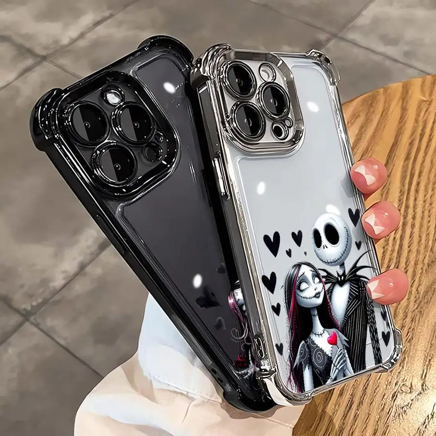 Funda de teléfono de dibujos animados de Disney Love Jack Skelington y Sally para Apple iPhone 15 16Plus XS MAX XR 11Pro 11 16 15Pro Max 14 Pro 13 12