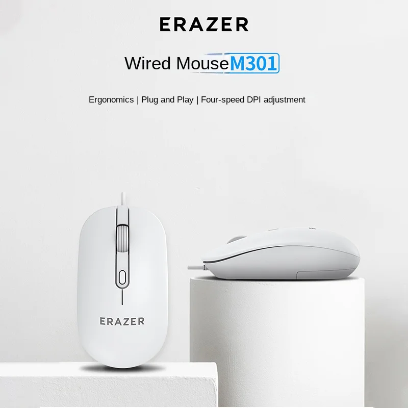 ERAZER Wired Mouse Office Gaming Desktop Computer Laptop Business Mouse USB Optical Mouse