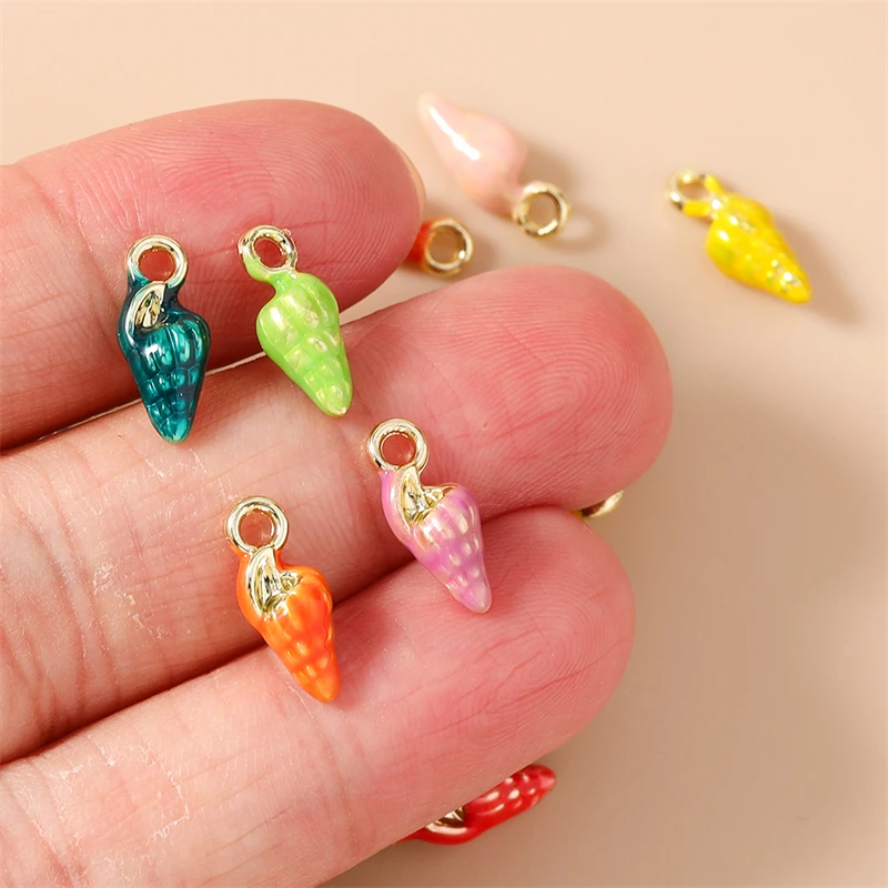 5 Stück 5x13mm Niedliche Bunte Emaille-Muschel-Anhänger für Schmuckherstellung, Halsketten, Ohrringe, Armbänder, DIY-Bastelzubehör – Detail 2