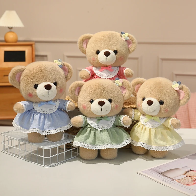 

26cm Kawaii Dressed Bear Plush Toy Small Stuffed Animal Teddy Bear Plushie Doll Birthday Gift for Girls Kids