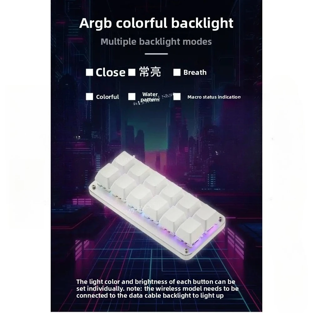 12-Key Mechanical Keyboard - Custom Macro Programming with Bluetooth for Gaming
