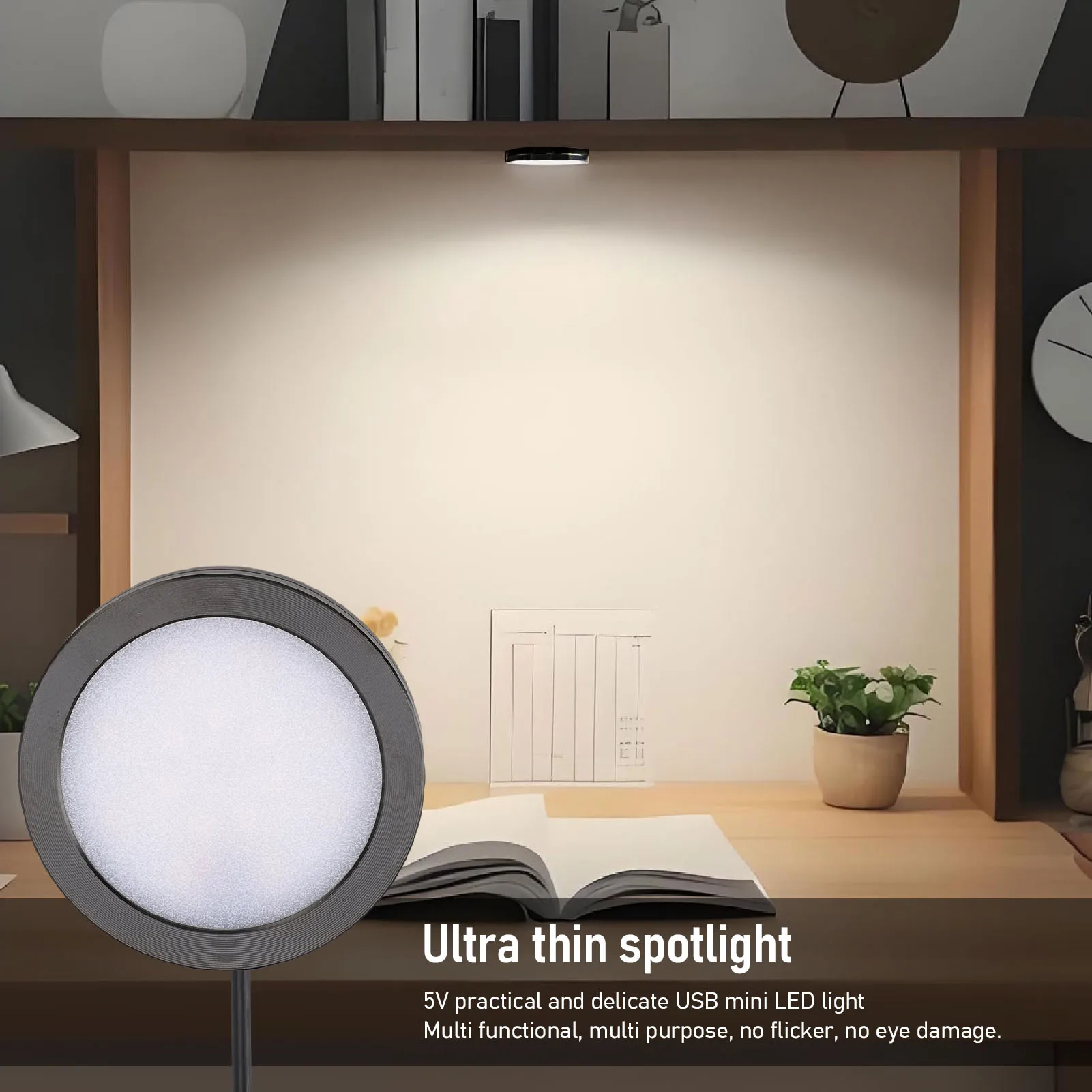 LED Round Light Versatile 1.5m Cable Aluminum Casing Ultra Thin Under Counter Lighting for Ceiling Bedroom Kitchen Living Room