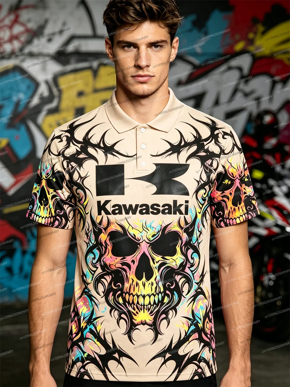 

Kawasaki Motorcycle Racer Riding Male Polo Shirts Summer men Short Sleeve Women T-Shirt Oversized Clothing Top Men's clothing