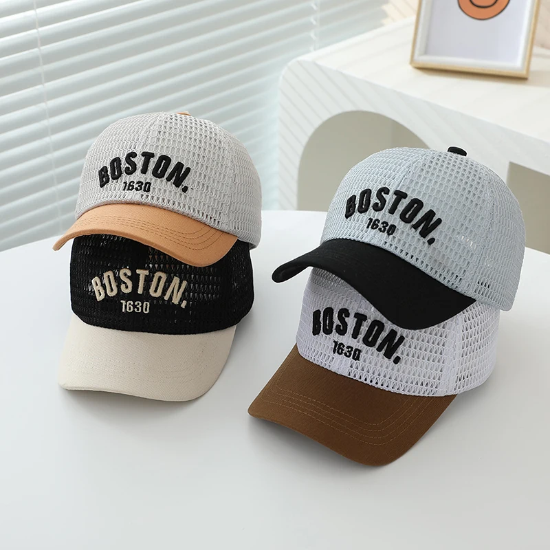 

Детская сетчатая бейсболка ﻿ Детская летняя шляпа от солнца, модная фуражка с буквенным принтом, полые дышащие солнцезащитные кепки, детские козырьки для детей 2-8 лет