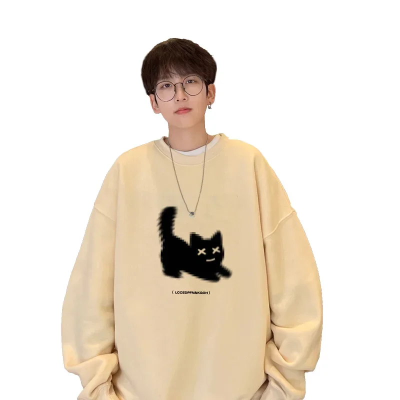 Men\'s Oversized Hoodie White Fashion 5XL Funny Hoodies Oversize for Men Cat Print Man Casual Wear Hoody Male Sweatshirt