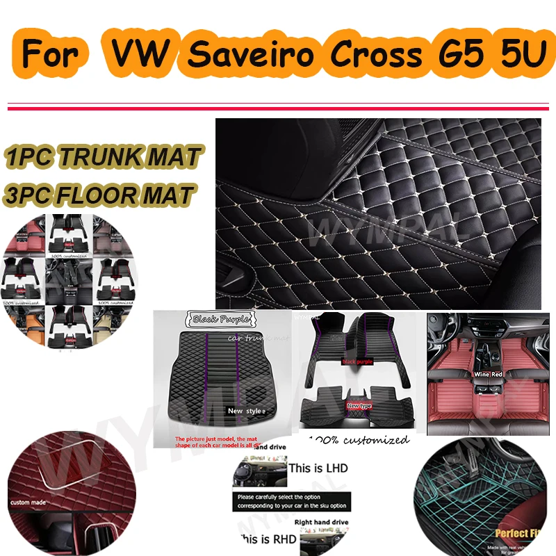 Alfombrilla de cuero Artificial personalizada de lujo para coche VW Saveiro Cross G5 5U 2009 ~ 2017