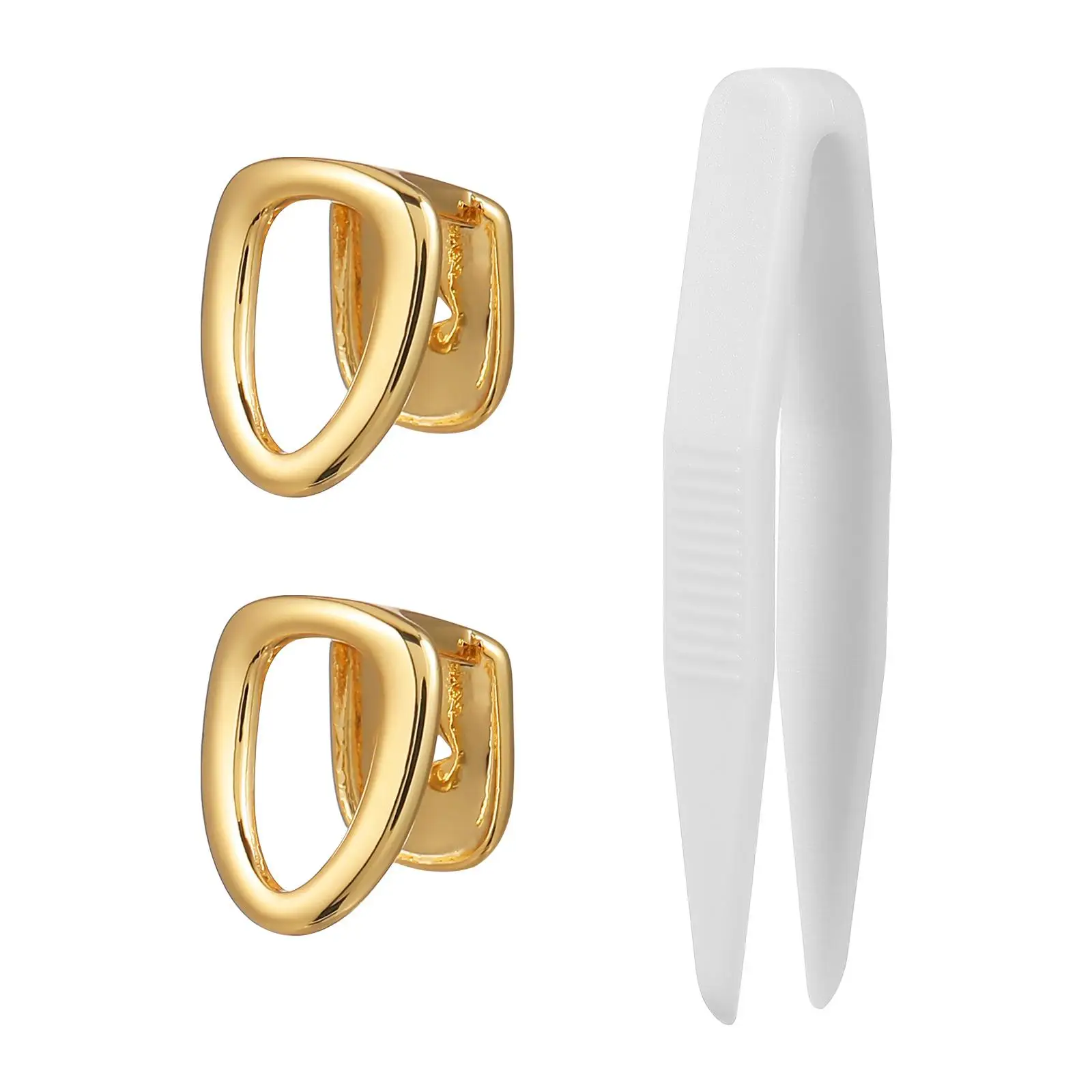 

2pcs Gold Tooth Cap Grills Teeth Lightweight Copper Stage Halloween Parties Concerts Hip Hop Jewelry Accessories