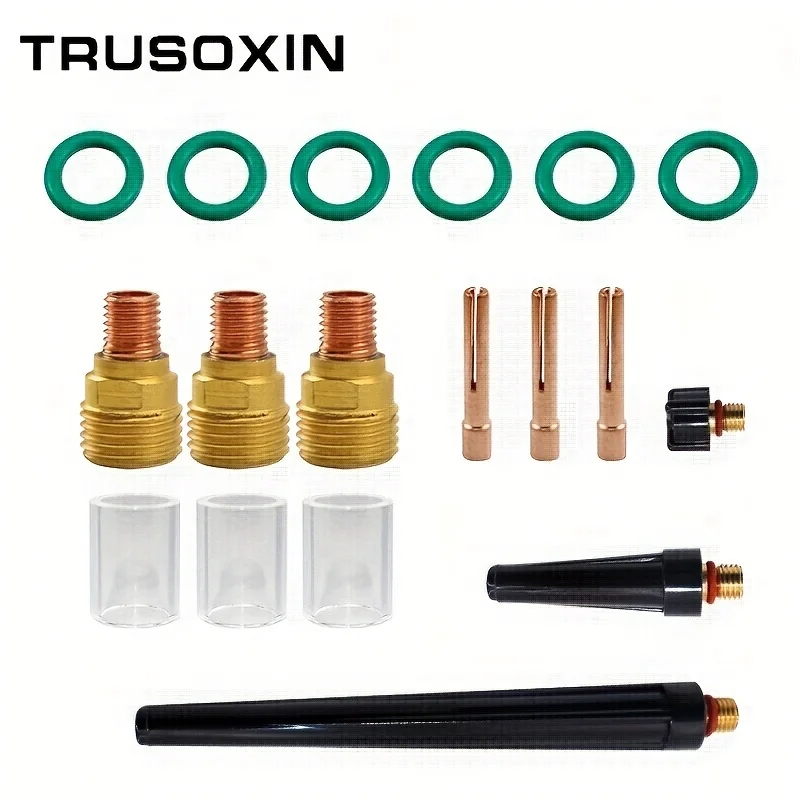 

18 pcs/batch TIG welding nozzle ring cover gas lens glass cup kit for WP17/18/26 welding accessories tool kit