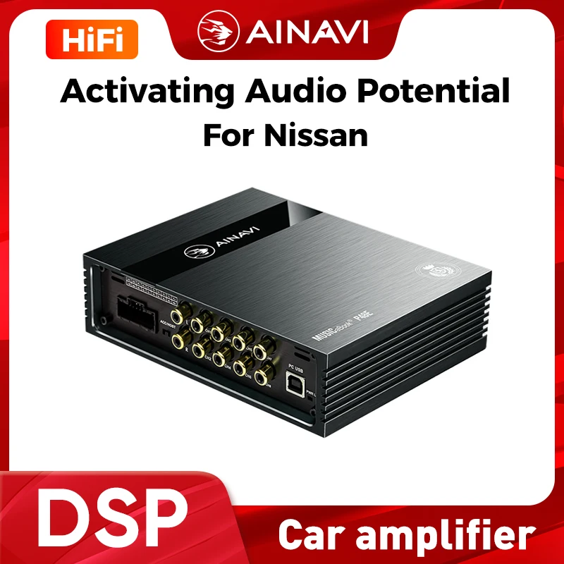 Ainavi P48E DSP For Nissan Qashqai JUKE Note Processor Bluetooth Car Amplifier 4 Channels Automotivo Audio Low Amp for Car Sound 