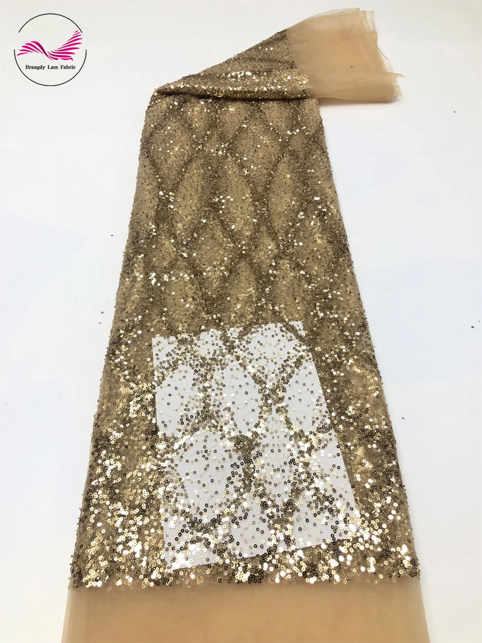 Venta al por mayor de tela de encaje de tul de lentejuelas africanas 2025 tela de encaje de lentejuelas de boda nupcial francesa Material de vestido formulado Premium