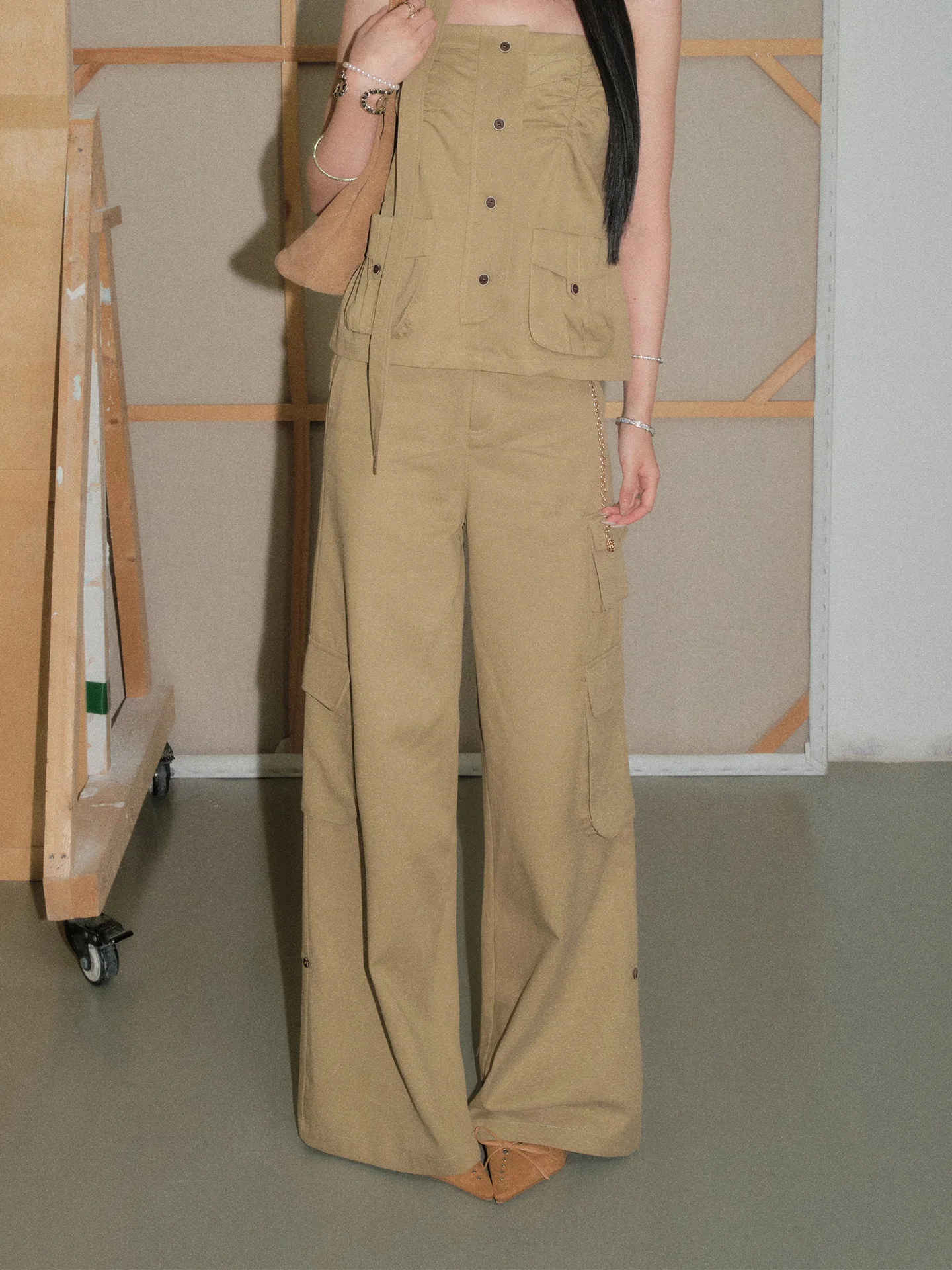 

Olivia Duo Retro Workwear Casual Pants High Waist Straight Leg Versatile High Waist Straight Leg Summer New Arrival