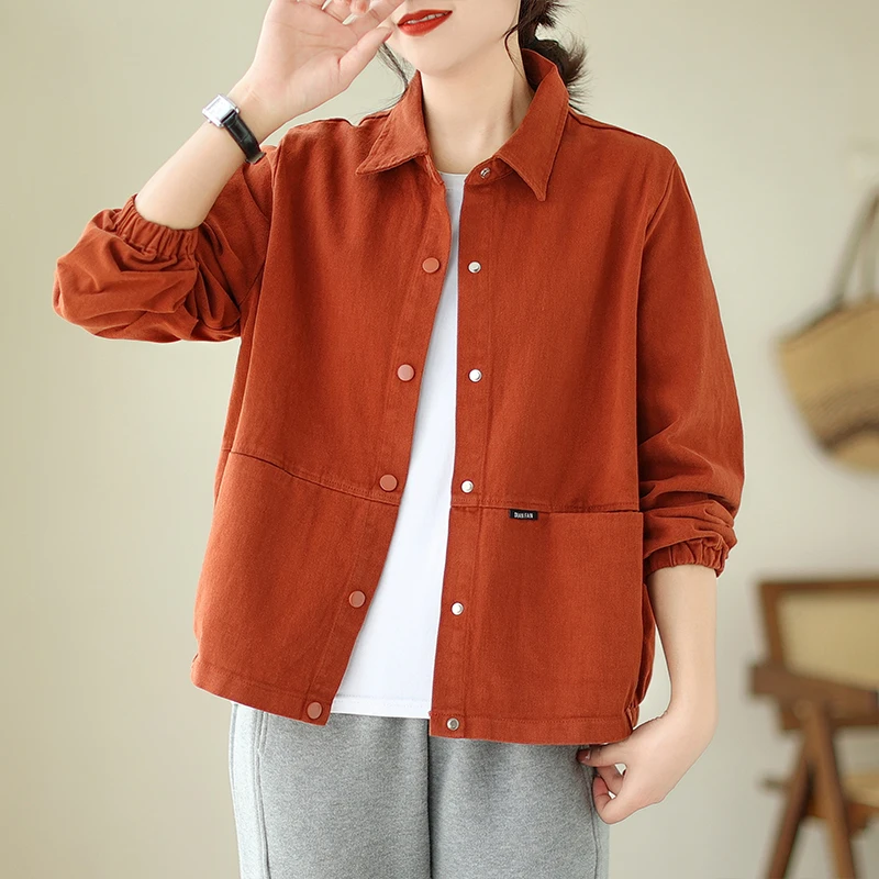 Cotton Jacket Women\'s Casual Loose Thin Korean Fashion Autumn Solid Color Long-sleeved Coat Women Harajuku Jaquetas