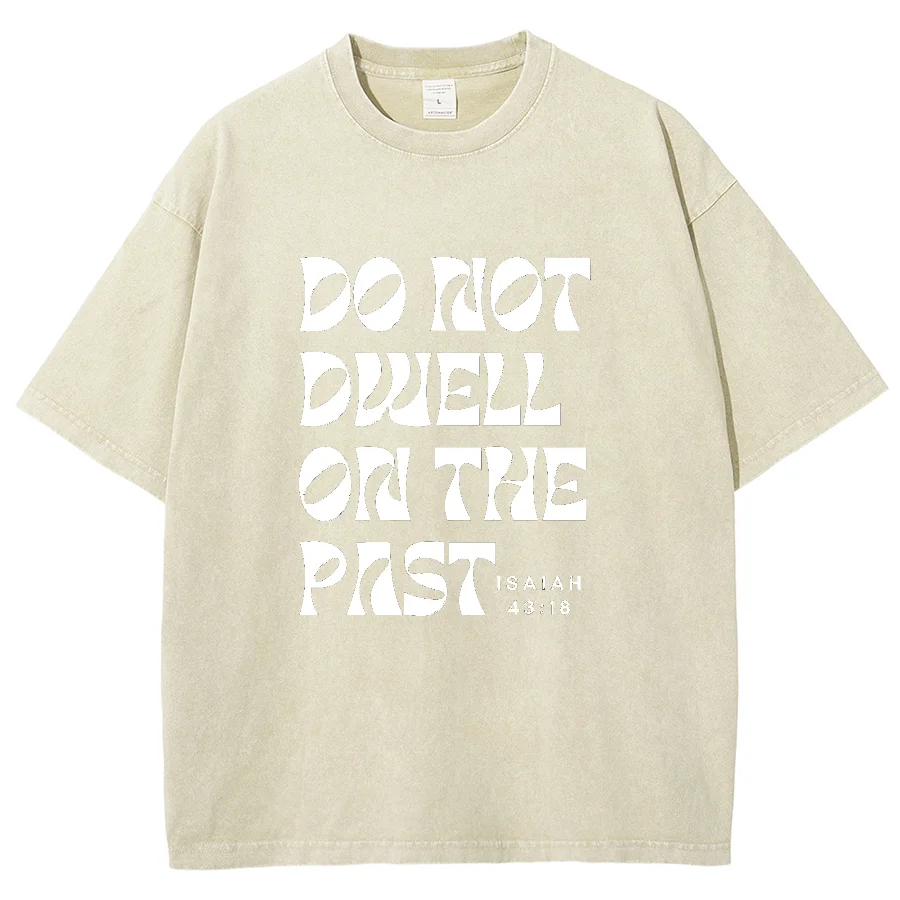 Dont Dwell On The Past Y2k Washed Short Sleeves TShirt, Cartoon Creative Printed Unisex Vintage Streetwear New Fashion Plus-Size