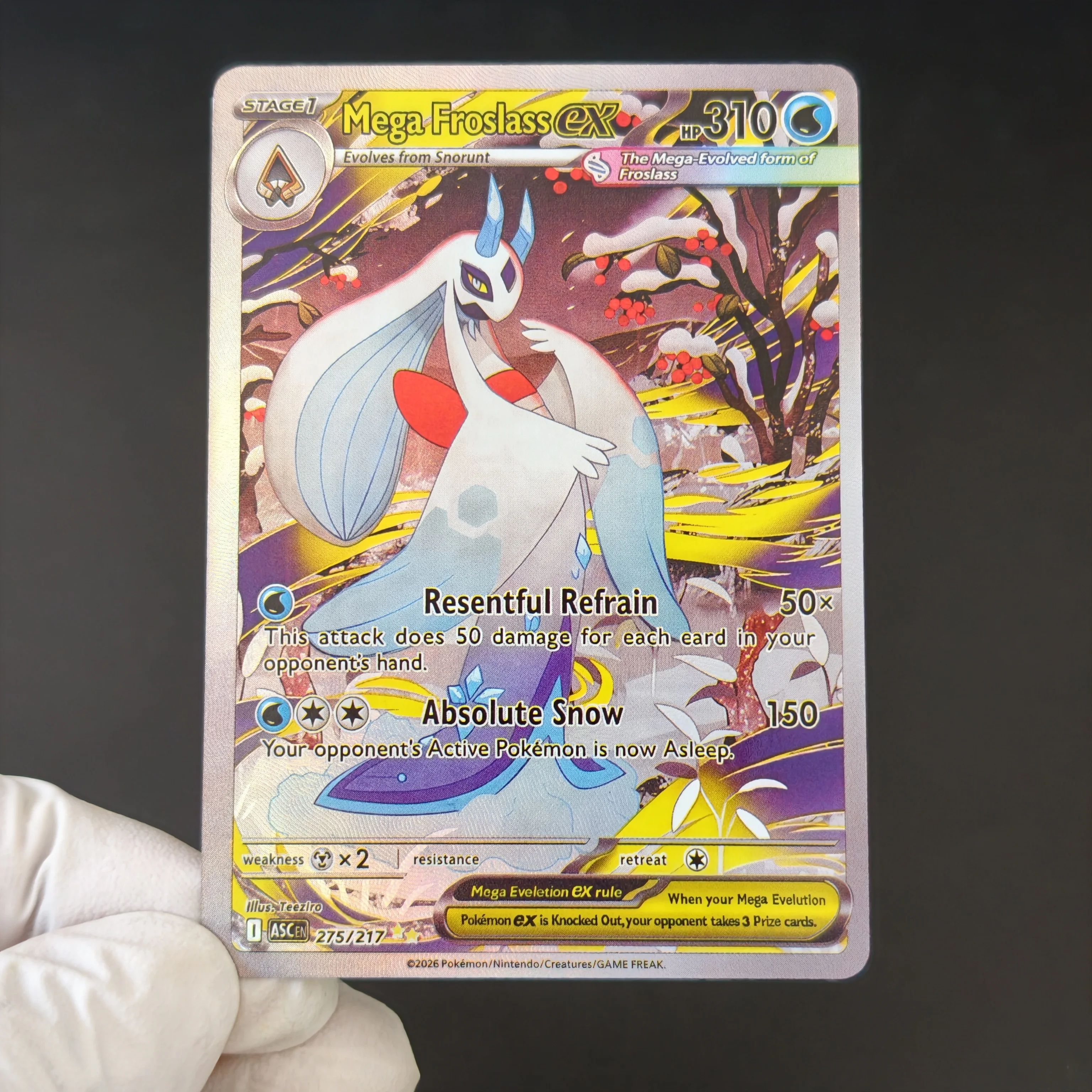 4PCS/Proxy Pokemon Collection Card English ASC Mega EX Full Art Rainbow Series Card Diancie Froslass Scrafty Feraligatr Cards view 2