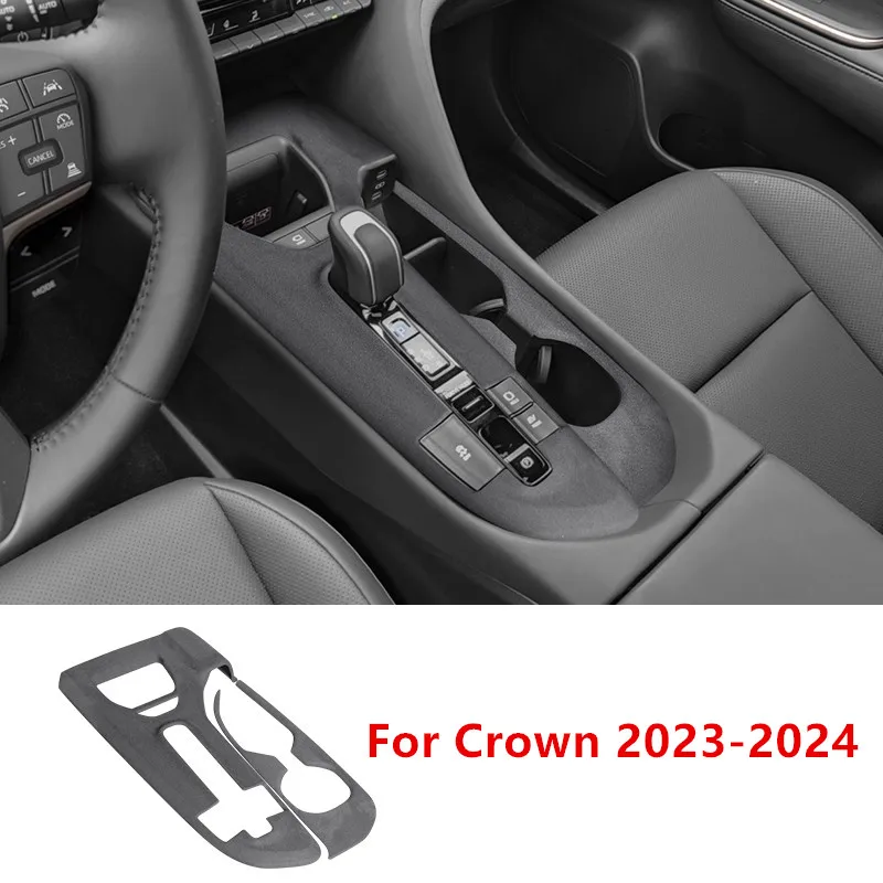 For Toyota Crown 2023 2024 Center Console Water Cup Drink Holder Gear Panel Suede Sticker Cover Trim