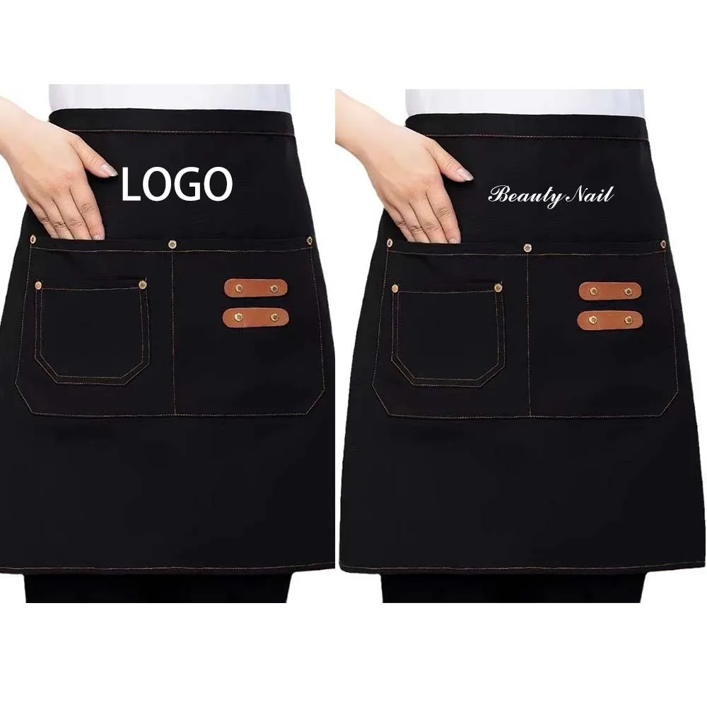 

Холщовый фартук официанта с принтом на половину тела, водонепроницаемая рабочая одежда с логотипом, фартук на талии