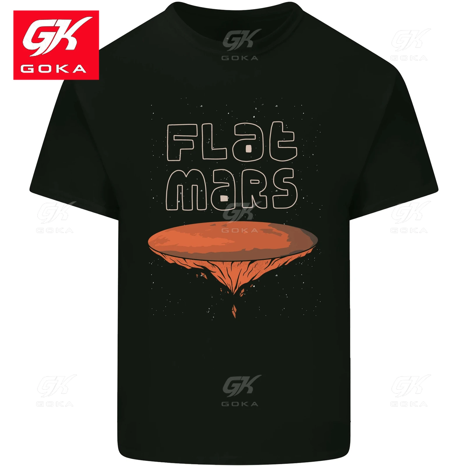 Flat Planet Mars Mens Cotton T-Shirt-Graphic Clothing Cotton Tees Vintage Tops Printed T-shirts Y2K Clothes Classic Tshirts