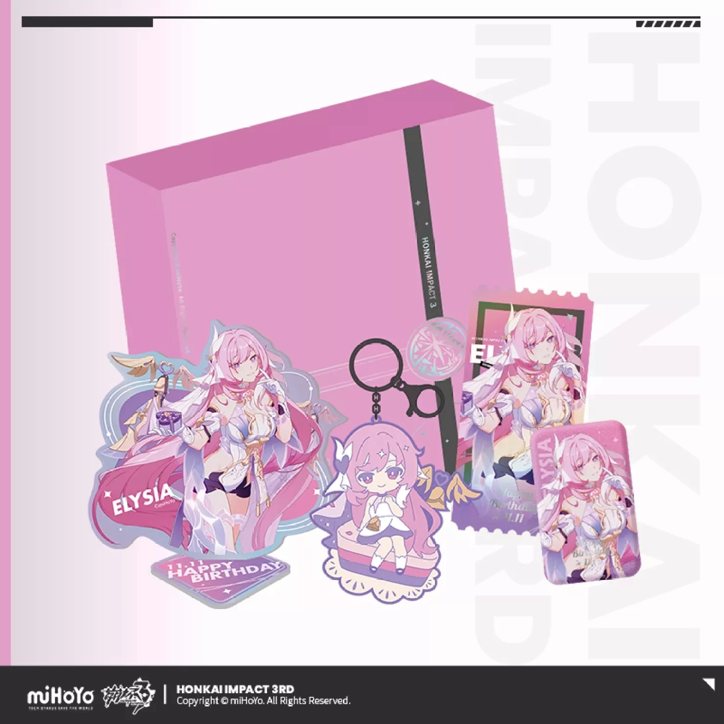 

3D Game Honkai Impact 3 Cosplay Diy Accessories Elysia 2022 Birthday Gift Box Anime Cartoon PVC Pendant Acrylic Statue Ticket