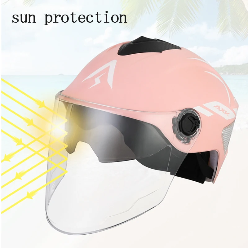 

Мотоциклетный мужской и женский шлем с открытым лицом, мотоциклетный скутер, полушлем, стильный шлем для лица, электрический велосипед, анти-УФ-защитная каска