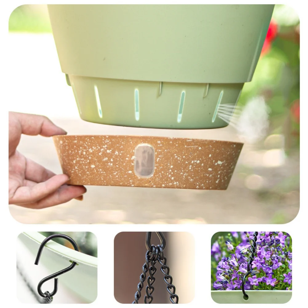 Self Absorbing Water Hanging Basket Hanging Flowerpot Thicken Plastic Planter Outdoor Plant Planting Pot Automatic Drainage Pot