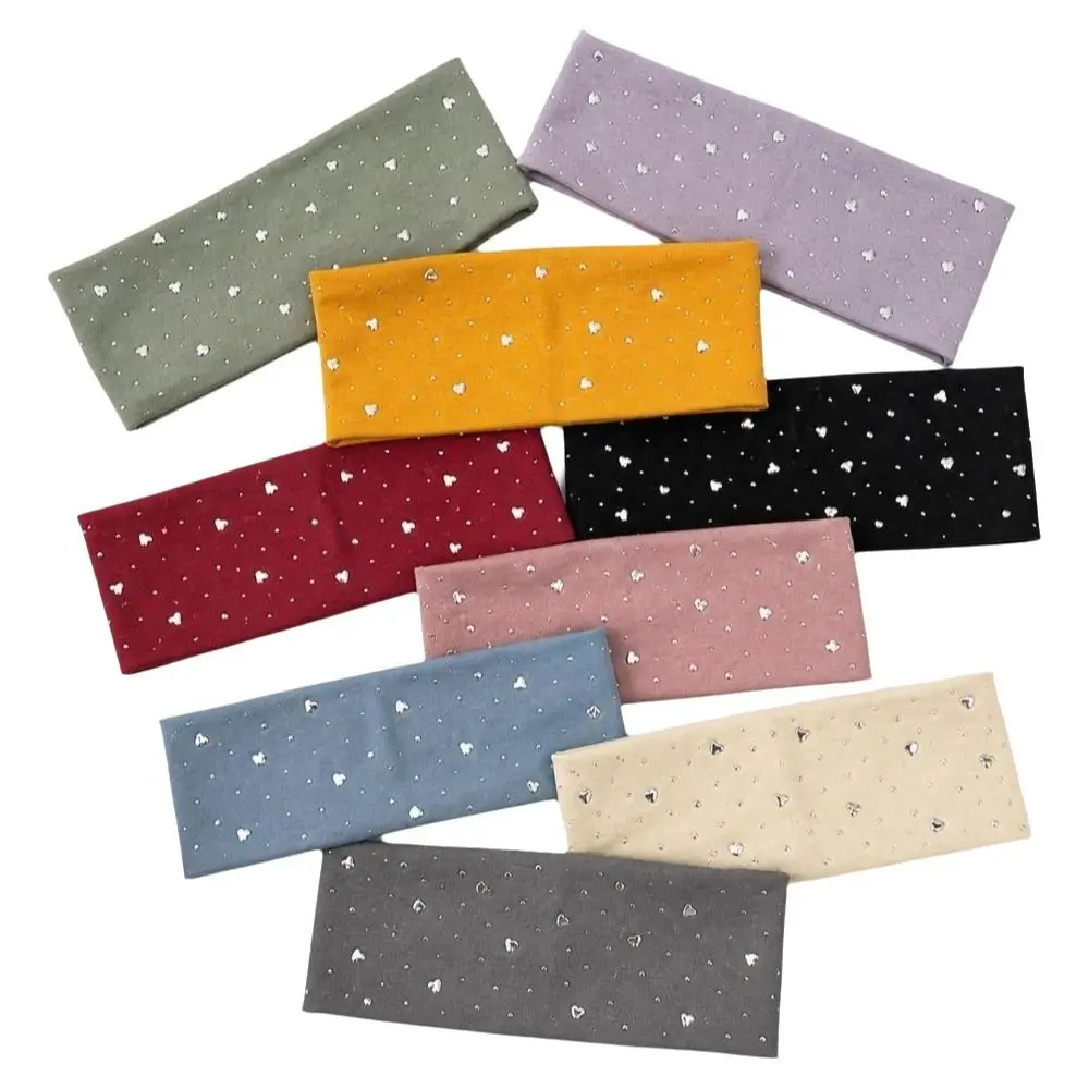 Chic Fabric Star Headband Elastic Star Studded Wide Hair Wrap Rhinestone Accents Stretchy Elastic Hair Band Street Style
