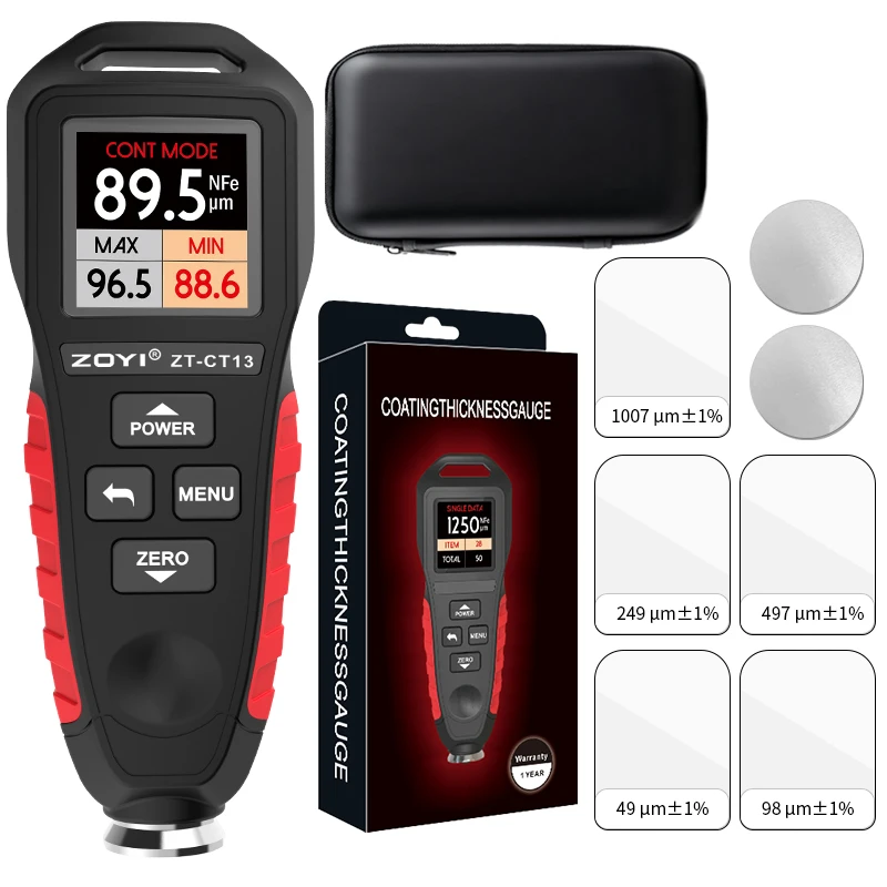 

ZOYI ZT-TC13 Iron-based Film Thickness Gauge 0-1300μm Coating Paint Tester Auto Industrial Non-destructive Measuring Tool