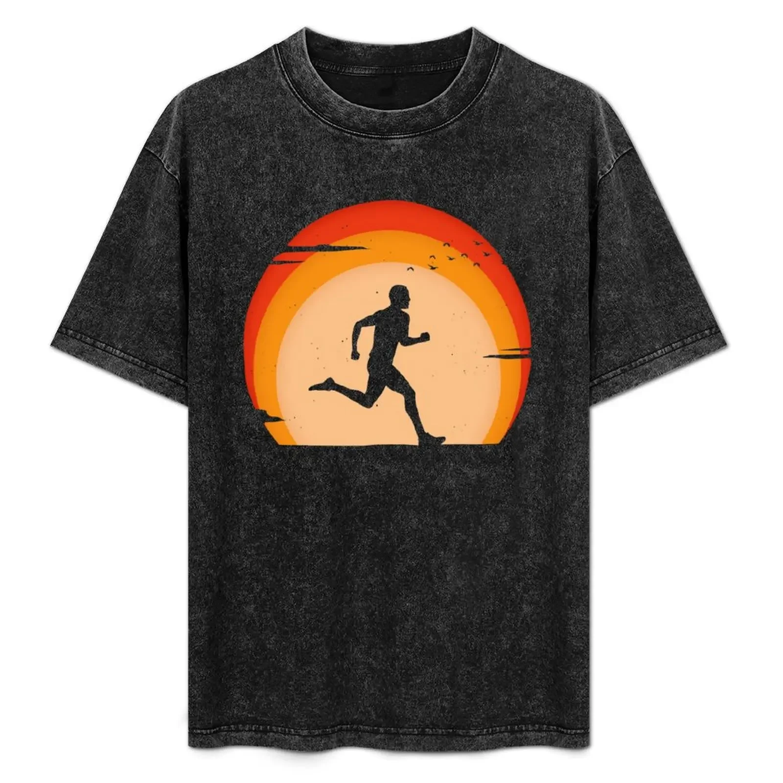 

Vintage Running Man Marathon Runner Sunset T-Shirt cute tops customizeds shirts graphic tees anime figures cotton t shirt men