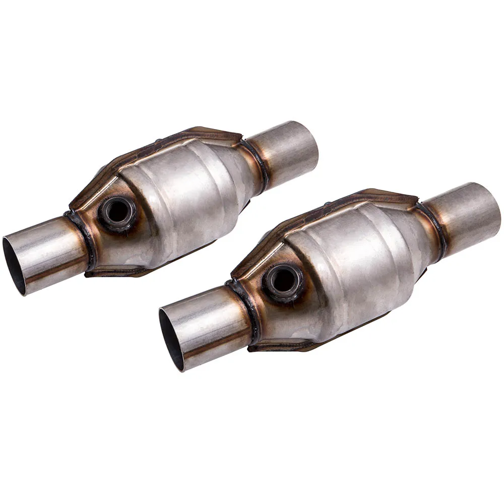 2 Pack 2.25 inch Exhaust Catalytic Converter 400 cell Ceramic 53005 Universal  Exhaust Manifold W/ Heat Shield Ceramic 400