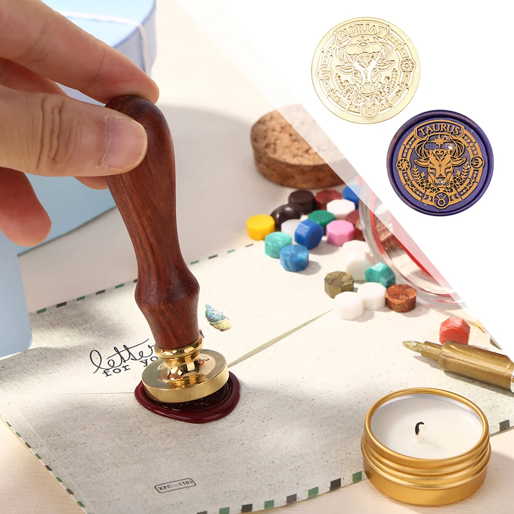 Twelve Constellations Fire Paint Copper Head 3D Relief Stamps Print Head DIY Manual Account Invitation Envelope for Wedding Card