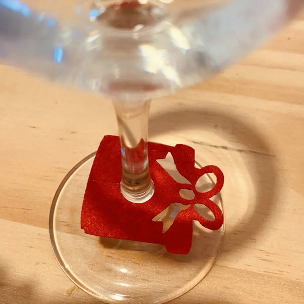 

40Pcs Wine Glass Felt Rings Xmas Markers Drink Tags Reusable Party Decorative Charms Wine Glass Felt Rings Drink Markers