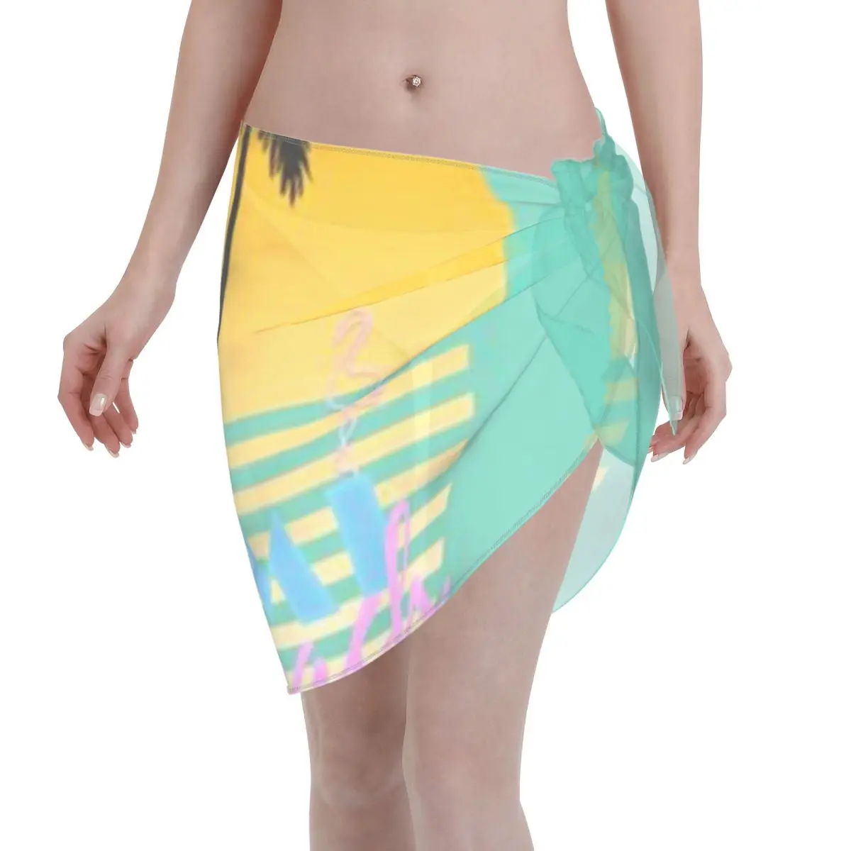 Promotion Miami Beach Retro 80s Graphic Women's Beach Wrap SkirtBeach Market Wandering Beach Sarong