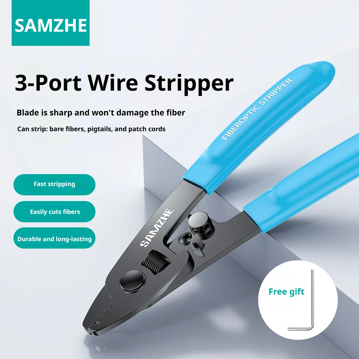 SAMZHE Miller Clamp High Precision Fiber Optic Stripper Three Port Cable Stripping Nano Clamp FTTH Fiber Optic Cold Splicing Too