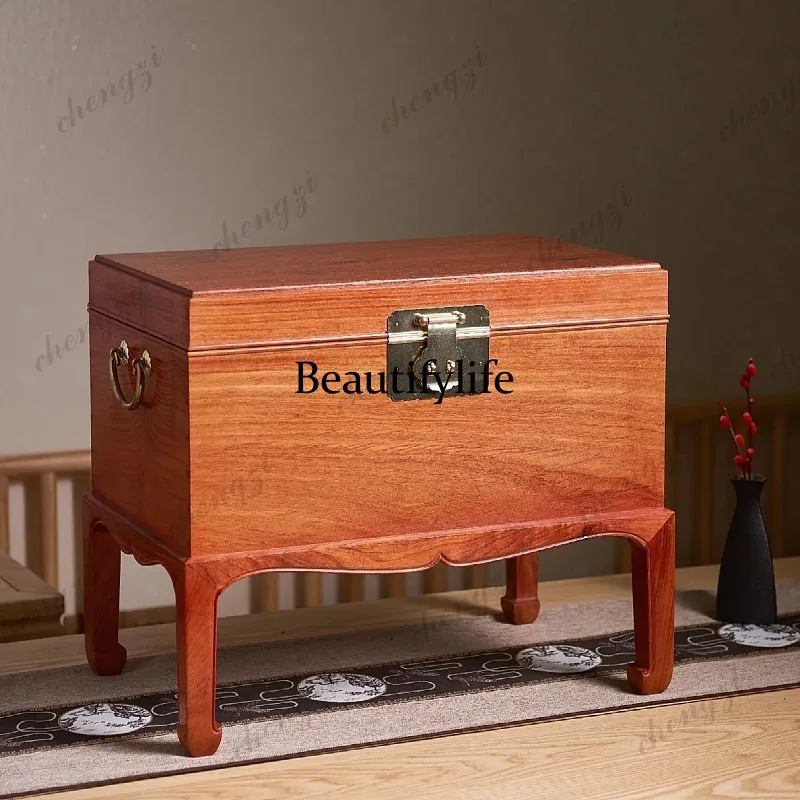 Calligraphy and painting box Solid wood Chinese classical tea storage Floor ornament Multifunctional decorative glove box