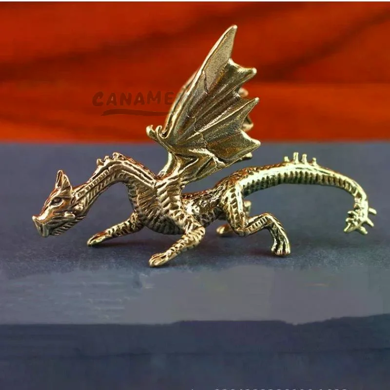Vintage Pure Copper Mini Dragon & Mythical Creature Figurine Desktop Decor Collection