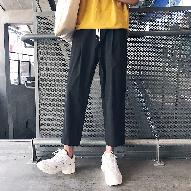 

Fashion 2022 Casual Men's and Korean Summer Brand Men's Straight Casual Pants Loose Joker Thin Ankle Length Cargo Trousers