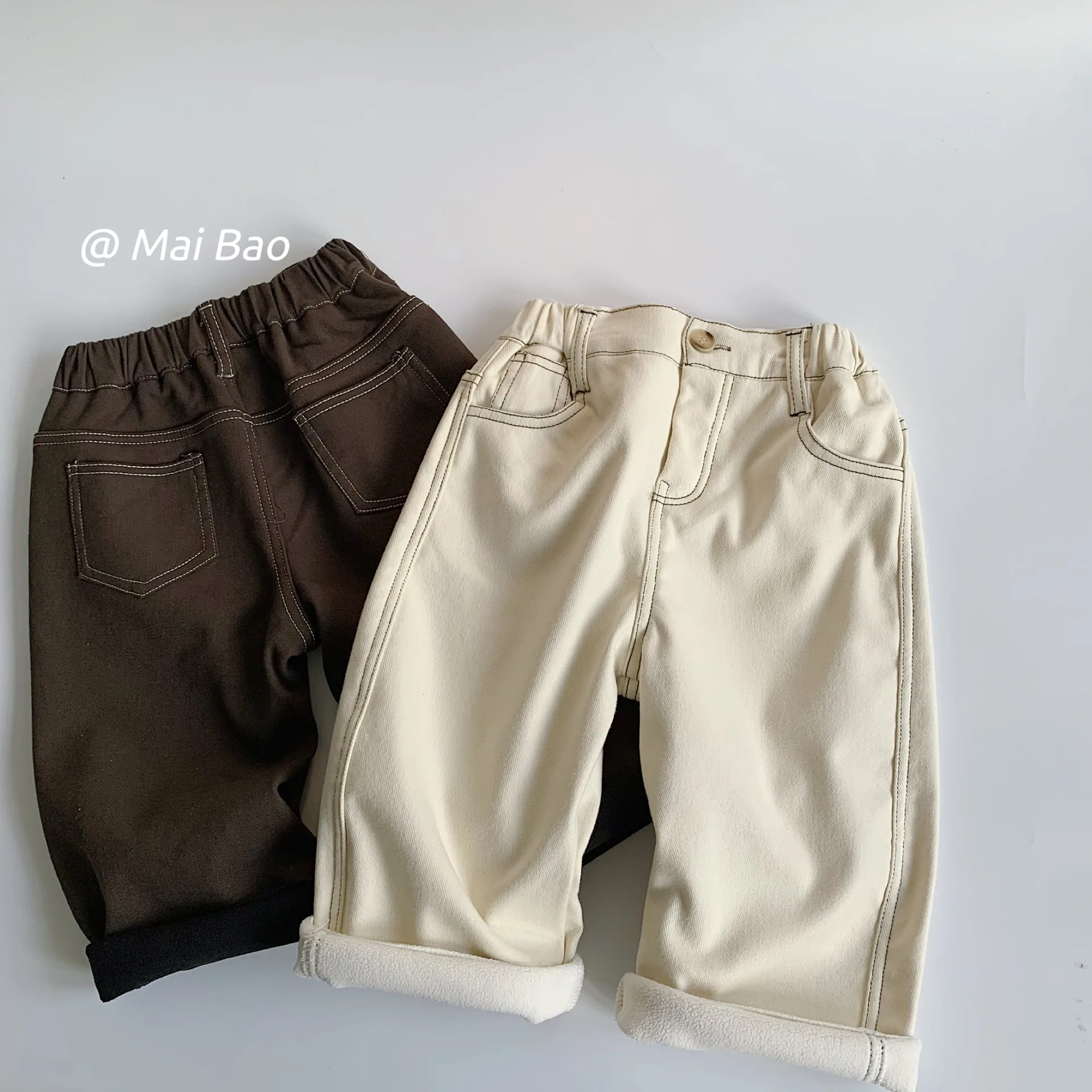 Children's Casual Pants 2024 Winter New Product, Boys' Solid Color Versatile, Girls' Thick Korean Bright Thread Cotton Pants