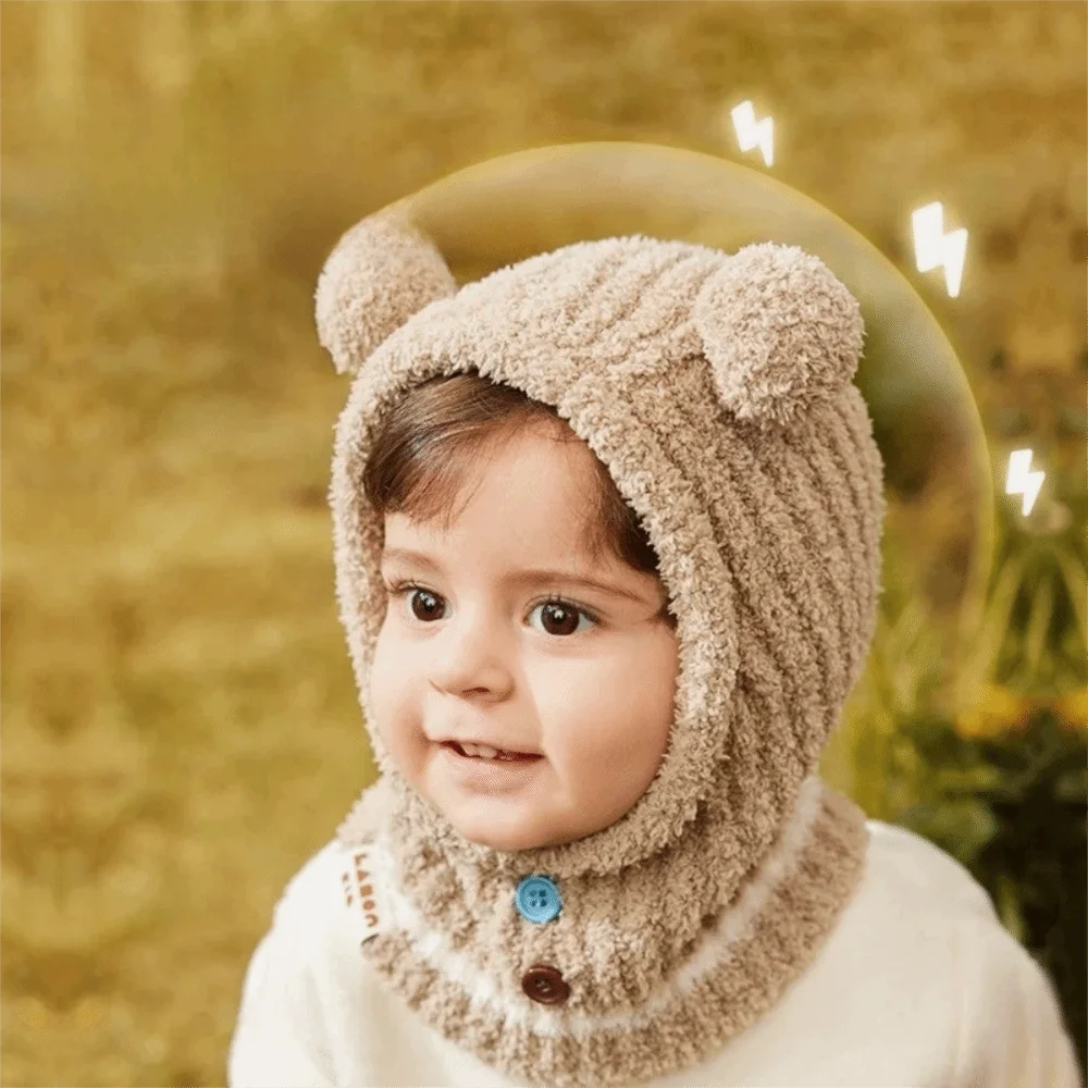 Cálido pasamontañas de felpa jersey sombrero conejo dibujos animados Animal protección para los oídos bufanda gorra a prueba de viento a prueba de frío niños gorro con capucha Unisex