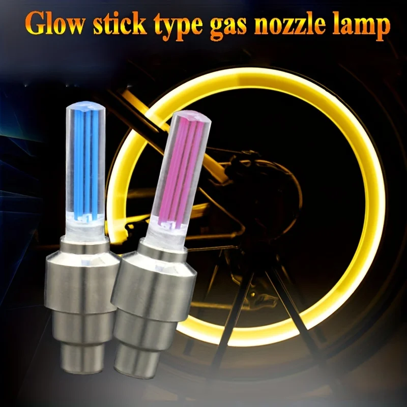 2Pcs Bike Tire Valve Caps Wheel Spokes LED Light with No Battery Motorcycles Mountain Bicycle Tyre Lights Cycling Accessories