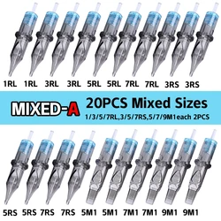 20Pcs Mixed Cartridge Tattoo tool RL RS RM M1 Disposable Sterilized Tattoo Nedle for Cartridge Machines Grips