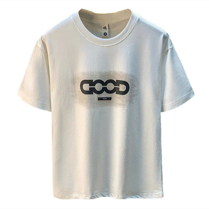 2025 Summer New Fashionable Printed Short Sleeve T-shirt Men's Round Neck Loose High Quality Versatile Simple Casual Top