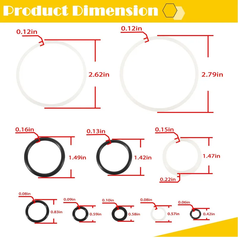 Floor Jack Seal Kit 214739 Repair Kit 14Pcs for Costco- Arcan Dual Pump Plunger 3 or 3 1/4 Ton Jack-14 Pcs/Set