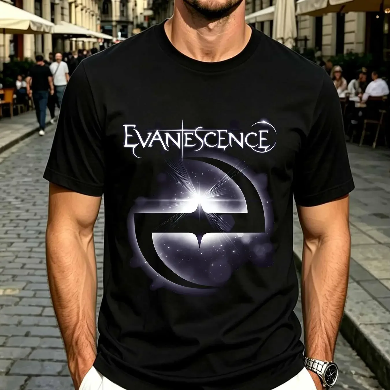 washed T Shirt Rare Evanescence Band Men Black S 2345XL K571 long or short sleeves vintage Washed graphic Stretched Casual