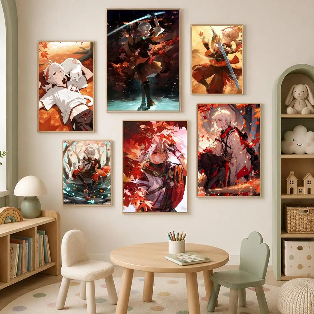 Impact Kaedehara Kazuha Poster Self-Stick HD PP paper Wall Art Poster, Waterproof Decor for Bedroom, Living Room and Home