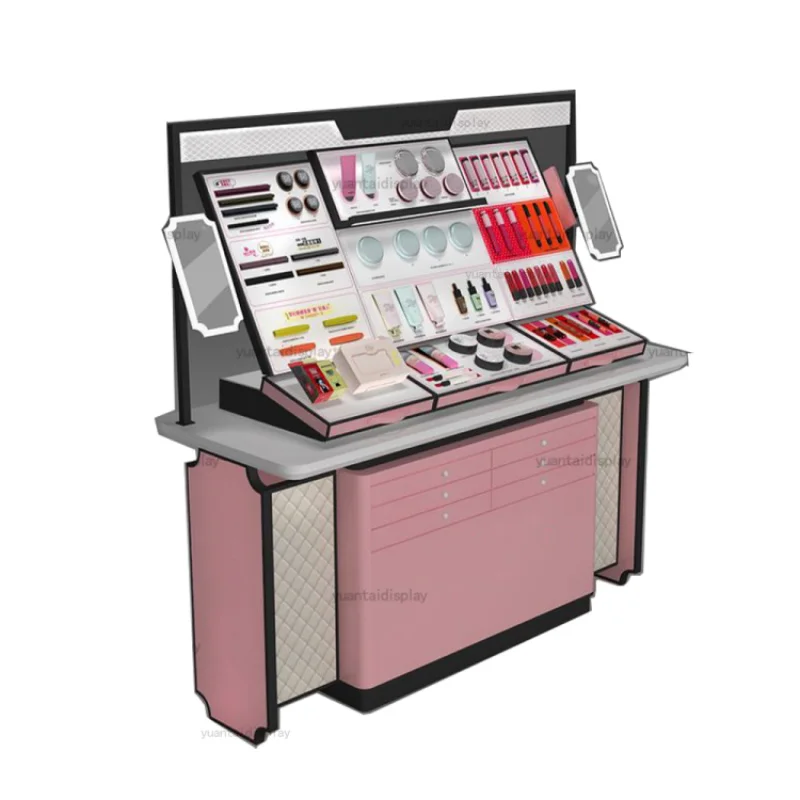 Custom. commercial beauty cases make up stand showcase retail shop decoration cosmetic display cabinet